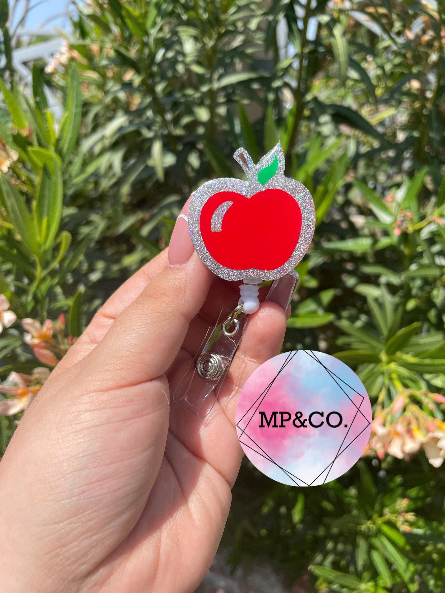 Apple Badge Reel / Apple Badge Holder / Teacher Badge Reel